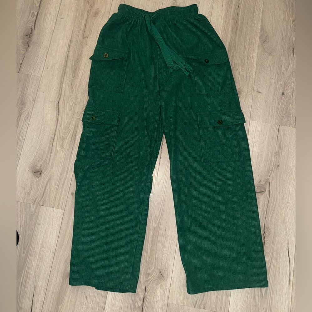Forest Green Corduroy Cargo Pants
